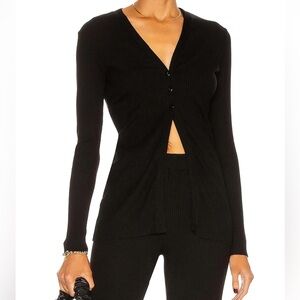 Enza Costa Black Rib Knit Tunic Cardigan